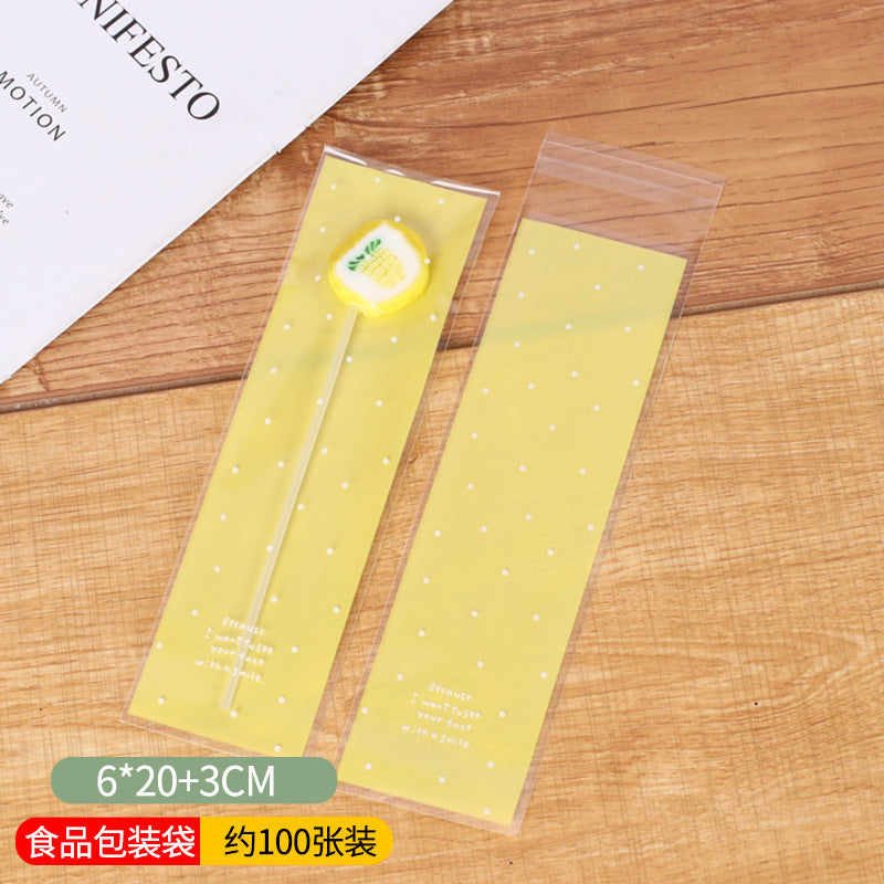 Wholesale 100PCS Long Baking Self-adhesive Bag Cookie Bag Biscuit Ziplock Bag